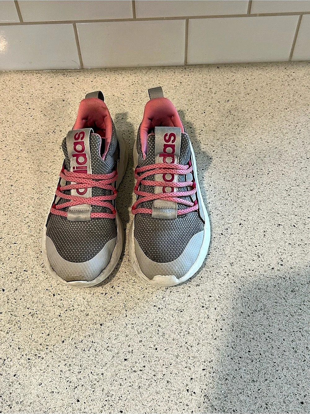 Kids adidas Gray & Pink Sneakers, Size US 1
